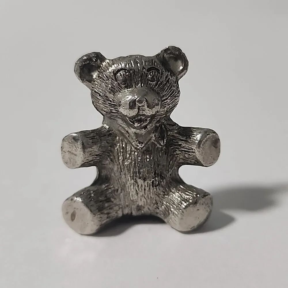 Vintage Minature Pewter Teddy Bear Figurine